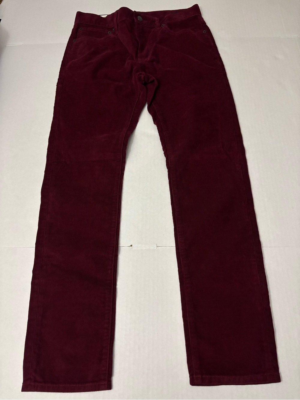 J Crew Corduroy Pants Mens 28x30 Burgundy Flex Slim